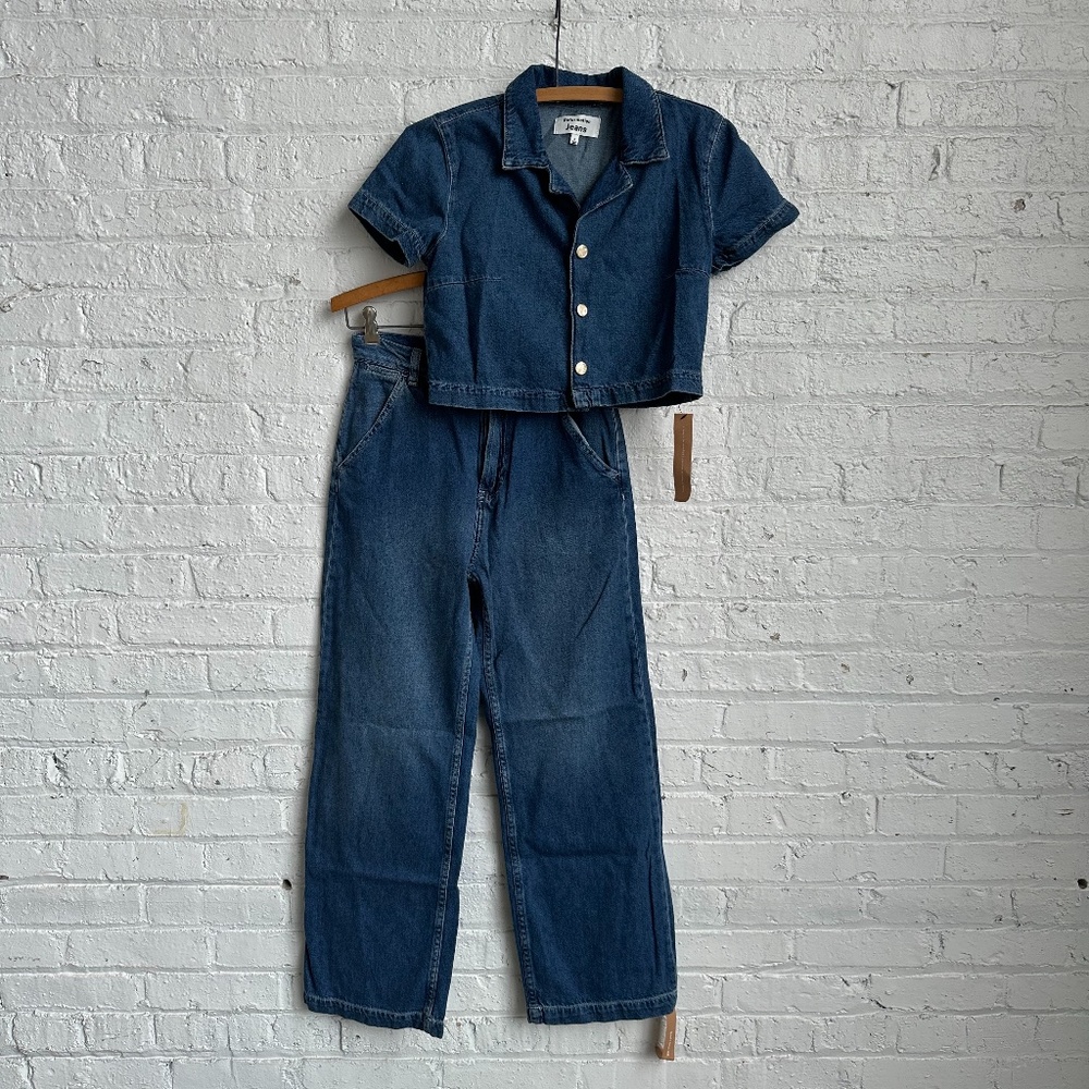 NWT Reformation Nava Denim Two Piece Set Size 2